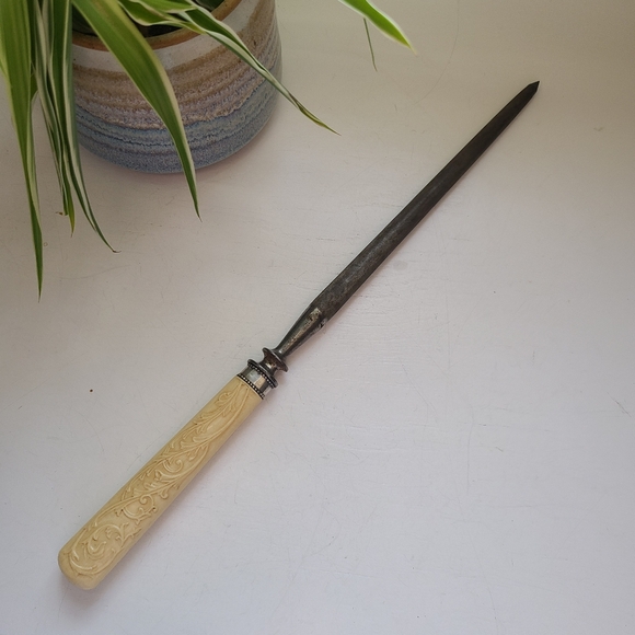 Vintage Sharpening Steel Tool Sterling Silver 925 Carver Bakelite ?  Q - Picture 4 of 6